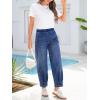image:imageSidefeel Womens Barrel Jeans Elastic High Waisted Stretchy Baggy Wide Leg Jeans Trendy Patchwork Loose Ankle Denim PantsBlue