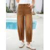 image:imageSidefeel Womens Barrel Jeans Elastic High Waisted Stretchy Baggy Wide Leg Jeans Trendy Patchwork Loose Ankle Denim PantsBrown