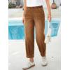image:imageSidefeel Womens Barrel Jeans Elastic High Waisted Stretchy Baggy Wide Leg Jeans Trendy Patchwork Loose Ankle Denim PantsBrown