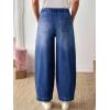 image:imageSidefeel Womens Barrel Jeans Elastic High Waisted Stretchy Baggy Wide Leg Jeans Trendy Patchwork Loose Ankle Denim PantsDark Blue