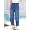 image:imageSidefeel Womens Barrel Jeans Elastic High Waisted Stretchy Baggy Wide Leg Jeans Trendy Patchwork Loose Ankle Denim PantsLight Blue