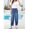 image:imageSidefeel Womens Barrel Jeans Elastic High Waisted Stretchy Baggy Wide Leg Jeans Trendy Patchwork Loose Ankle Denim PantsLight Blue