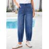 image:imageSidefeel Womens Barrel Jeans Elastic High Waisted Stretchy Baggy Wide Leg Jeans Trendy Patchwork Loose Ankle Denim PantsLight Blue