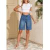 image:imageSidefeel Womens Jean Shorts High Waisted Stretchy Wide Leg Bermuda Denim Shorts Casual Loose Fit Summer Jorts with PocketsBlue
