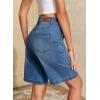 image:imageSidefeel Womens Jean Shorts High Waisted Stretchy Wide Leg Bermuda Denim Shorts Casual Loose Fit Summer Jorts with PocketsBlue