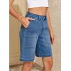 image:imageSidefeel Womens Jean Shorts High Waisted Stretchy Wide Leg Bermuda Denim Shorts Casual Loose Fit Summer Jorts with PocketsBlue