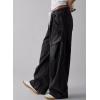 image:imageSidefeel Womens MidLow Rise Baggy Jeans Elastic Waist Drawtring Y2K Stretchy Wide Leg Cargo Boyfriend Oversized Denim PantsBlack
