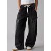 image:imageSidefeel Womens MidLow Rise Baggy Jeans Elastic Waist Drawtring Y2K Stretchy Wide Leg Cargo Boyfriend Oversized Denim PantsBlack