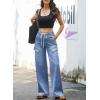 image:imageSidefeel Womens MidLow Rise Baggy Jeans Elastic Waist Drawtring Y2K Stretchy Wide Leg Cargo Boyfriend Oversized Denim PantsLight Blue