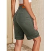 image:imageSidefeel Womens Bermuda Jean Shorts High Waisted Tummy Control Stretchy Denim Shorts with PocketsGreen