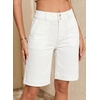 image:imageSidefeel Womens Bermuda Jean Shorts High Waisted Tummy Control Stretchy Denim Shorts with PocketsWhite