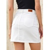 image:imageSidefeel Womens Jean Skirt High Waist Drawstring Stretchy Casual Summer Loose Fit Trendy Mini Denim Skirt with PocketsCream White
