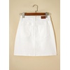 image:imageSidefeel Womens Jean Skirt High Waist Drawstring Stretchy Casual Summer Loose Fit Trendy Mini Denim Skirt with PocketsCream White