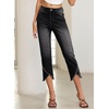 image:imageSidefeel Womens Jeans High Waisted Stretchy Cropped Skinny Jeans Trendy Cross Raw Hem Summer Capri Pants with PocketsBlack