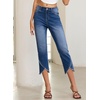 image:imageSidefeel Womens Jeans High Waisted Stretchy Cropped Skinny Jeans Trendy Cross Raw Hem Summer Capri Pants with PocketsBlue