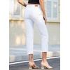 image:imageSidefeel Womens Jeans High Waisted Stretchy Cropped Skinny Jeans Trendy Cross Raw Hem Summer Capri Pants with PocketsCream White