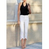 image:imageSidefeel Womens Jeans High Waisted Stretchy Cropped Skinny Jeans Trendy Cross Raw Hem Summer Capri Pants with PocketsCream White