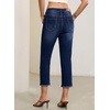 image:imageSidefeel Womens Jeans High Waisted Stretchy Cropped Skinny Jeans Trendy Cross Raw Hem Summer Capri Pants with PocketsDark Blue