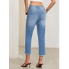 image:imageSidefeel Womens Jeans High Waisted Stretchy Cropped Skinny Jeans Trendy Cross Raw Hem Summer Capri Pants with PocketsIceland Blue