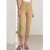 image:imageSidefeel Womens Jeans High Waisted Stretchy Cropped Skinny Jeans Trendy Cross Raw Hem Summer Capri Pants with PocketsKhaki