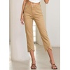image:imageSidefeel Womens Jeans High Waisted Stretchy Cropped Skinny Jeans Trendy Cross Raw Hem Summer Capri Pants with PocketsKhaki