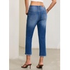 image:imageSidefeel Womens Jeans High Waisted Stretchy Cropped Skinny Jeans Trendy Cross Raw Hem Summer Capri Pants with PocketsLight Blue