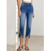 image:imageSidefeel Womens Jeans High Waisted Stretchy Cropped Skinny Jeans Trendy Cross Raw Hem Summer Capri Pants with PocketsLight Blue