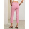 image:imageSidefeel Womens Jeans High Waisted Stretchy Cropped Skinny Jeans Trendy Cross Raw Hem Summer Capri Pants with PocketsPink