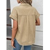 image:imageSidefeel Womens Button Down Denim Shirt Collared Short Sleeve Jean Shirt Blouse with PocketsKhaki