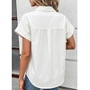 image:imageSidefeel Womens Button Down Denim Shirt Collared Short Sleeve Jean Shirt Blouse with PocketsWhite