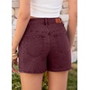 image:imageSidefeel Womens Jean Shorts High Waisted Stretchy Casual Side Seam Denim ShortsBurgundy
