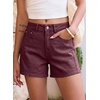 image:imageSidefeel Womens Jean Shorts High Waisted Stretchy Casual Side Seam Denim ShortsBurgundy