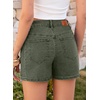 image:imageSidefeel Womens Jean Shorts High Waisted Stretchy Casual Side Seam Denim ShortsGreen