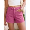 image:imageSidefeel Womens Jean Shorts High Waisted Stretchy Casual Side Seam Denim ShortsHot Pink