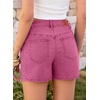 image:imageSidefeel Womens Jean Shorts High Waisted Stretchy Casual Side Seam Denim ShortsHot Pink