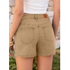 image:imageSidefeel Womens Jean Shorts High Waisted Stretchy Casual Side Seam Denim ShortsKhaki
