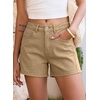 image:imageSidefeel Womens Jean Shorts High Waisted Stretchy Casual Side Seam Denim ShortsKhaki