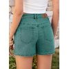 image:imageSidefeel Womens Jean Shorts High Waisted Stretchy Casual Side Seam Denim ShortsLake Green