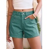 image:imageSidefeel Womens Jean Shorts High Waisted Stretchy Casual Side Seam Denim ShortsLake Green