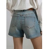 image:imageSidefeel Womens Jean Shorts High Waisted Stretchy Casual Side Seam Denim ShortsLight Retro Blue