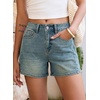 image:imageSidefeel Womens Jean Shorts High Waisted Stretchy Casual Side Seam Denim ShortsLight Retro Blue