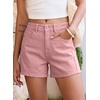 image:imageSidefeel Womens Jean Shorts High Waisted Stretchy Casual Side Seam Denim ShortsPink