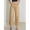 image:imageSidefeel Barrel Jeans for Women High Waisted Wide Leg Baggy Stretchy Trendy Raw Rolled Hem Capri Cropped Ankle Denim PantsKhaki