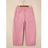 image:imageSidefeel Barrel Jeans for Women High Waisted Wide Leg Baggy Stretchy Trendy Raw Rolled Hem Capri Cropped Ankle Denim PantsPink
