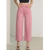 image:imageSidefeel Barrel Jeans for Women High Waisted Wide Leg Baggy Stretchy Trendy Raw Rolled Hem Capri Cropped Ankle Denim PantsPink