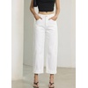 image:imageSidefeel Barrel Jeans for Women High Waisted Wide Leg Baggy Stretchy Trendy Raw Rolled Hem Capri Cropped Ankle Denim PantsWhite
