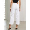 image:imageSidefeel Barrel Jeans for Women High Waisted Wide Leg Baggy Stretchy Trendy Raw Rolled Hem Capri Cropped Ankle Denim PantsWhite