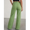 image:imageSidefeel Womens Wide Leg Jeans High Waisted Stretchy Raw Hem Zimbaplatinum Denim PantsSmoke Green