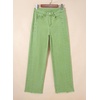image:imageSidefeel Womens Wide Leg Jeans High Waisted Stretchy Raw Hem Zimbaplatinum Denim PantsSmoke Green