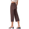 image:imageSidefeel Womens Capri Jeans High Waisted Wide Leg Stretchy Raw Hem Side Seam Zimbaplatinum Denim PantsCoffee